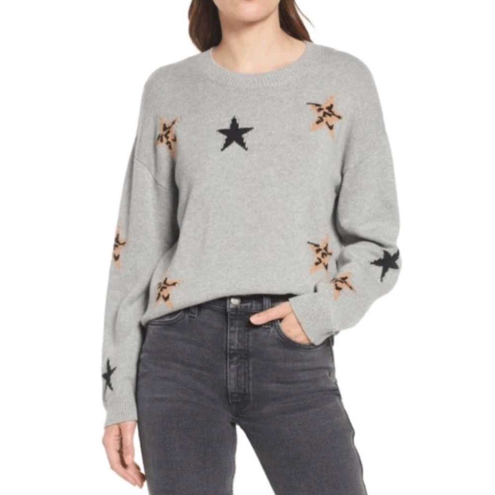 Rails Percy Heather Gray Animal Star Sweater Sz Sm